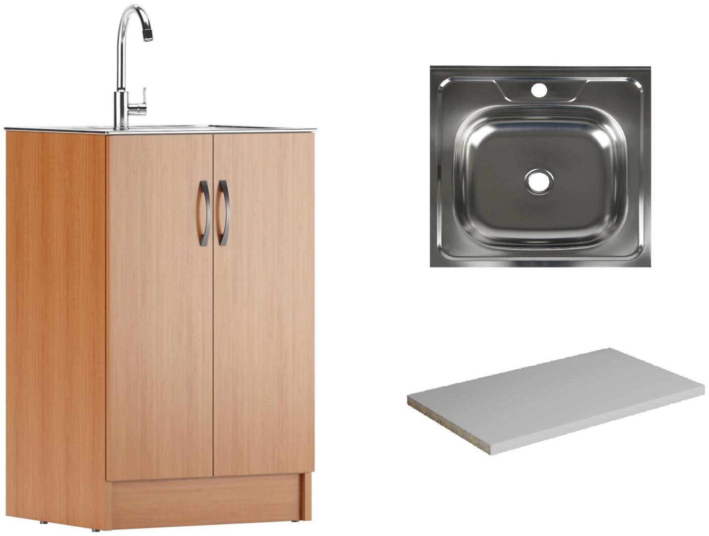 Тумба универсальная 50х50 вишня Байтерек (без полки) + мойка - артикул K0000189657