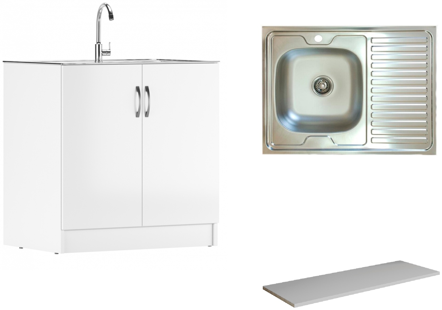 Тумба универсальная 60х80 белый Байтерек (без полки) + мойка - артикул K0000189673