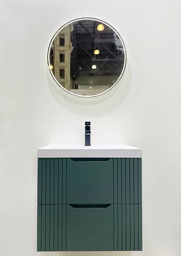 Комплект Тумба подвесная с умывальником "Bazis 60" Garden В2 Зелёная +Зеркало Лион CR 600х600 Sansa - артикул K0000226732