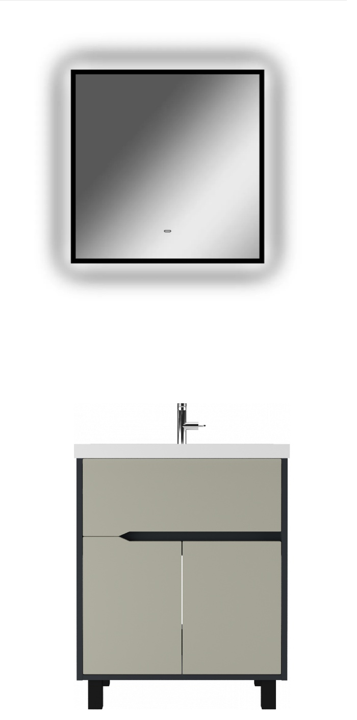 Комплект Тумба с умывальником "Classica 60" Karat Серый тауп В1 +Зеркало Модена KW 600х600 Sansa - артикул K0000226735