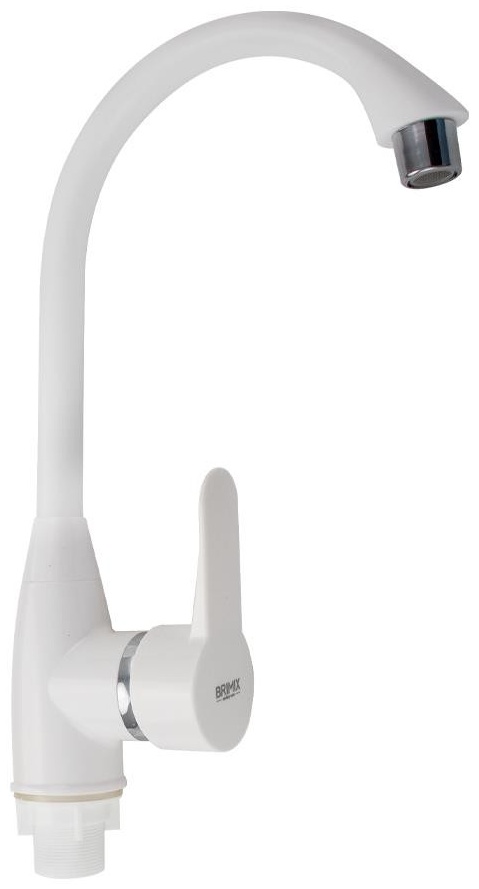 BRIMIX  - Смеситель на кухню, боковой , шаровый  из высокопрочного пластика АБС - БЕЛЫЙ 592 - артикул K0000231313