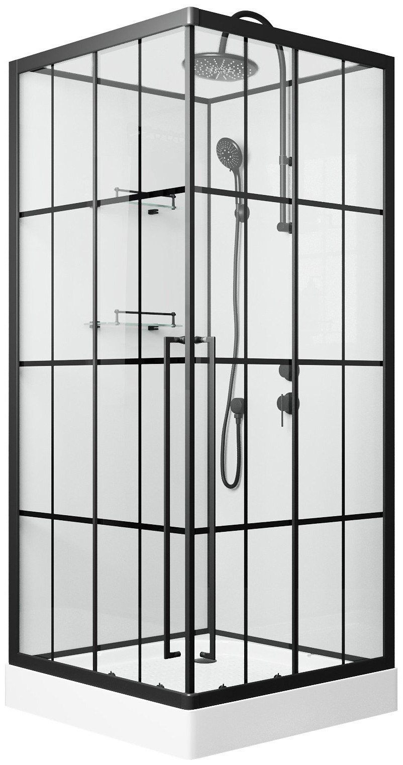 Душевая кабина Niagara Standart ST90/15QR/KL/BKT (90х90х225) низкий поддон(15см),черный,стекло прозрачное,3 места - артикул K0000209071