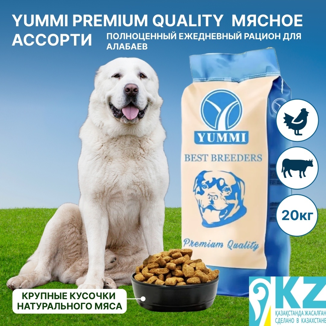 сухой корм для собак YUMMI Premium quality мясное ассорти 20 кг для алабаев - артикул K0000109322