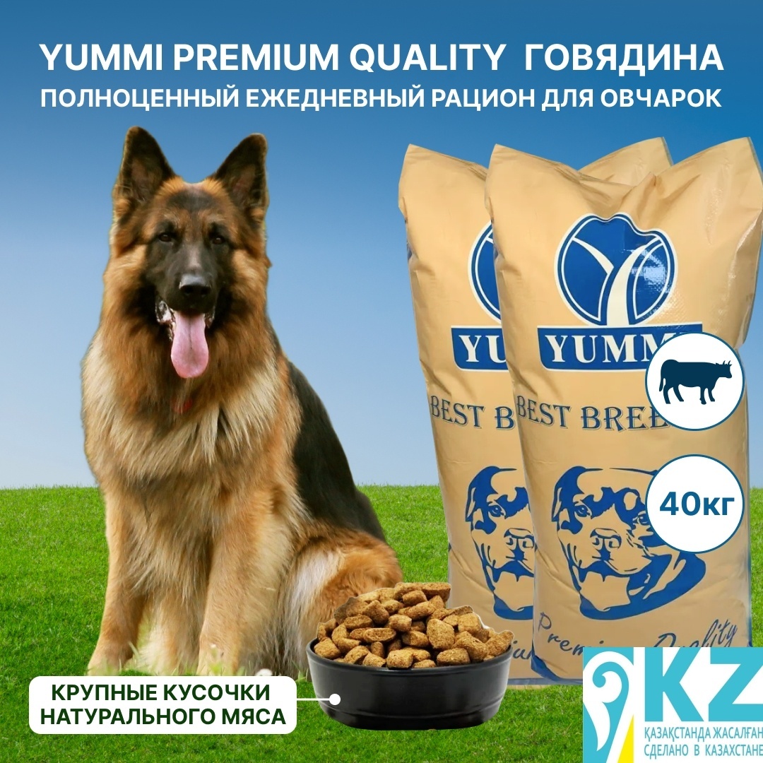 сухой корм для собак YUMMI Premium quality говядина 20 кг для овчарок 2 упаковки - артикул K0000109828