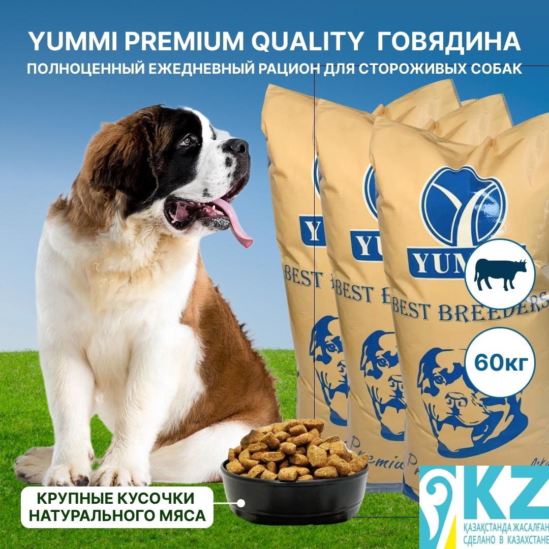 сухой корм для собак YUMMI Premium quality говядина 20 кг для сторожевых 3 упаковки - артикул K0000109834