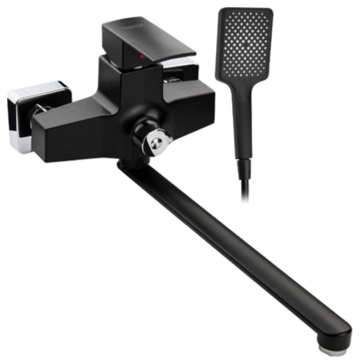 BRIMIX - Смеситель в ванную, длинный излив, шаровый, из высокопрочного пластика черный, квадрат 5564 - артикул K0000231331