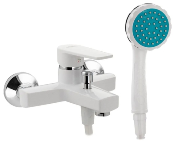 BRIMIX - Смеситель в ванную короткий нос , шаровый из высокопрочного пластика АБС - БЕЛЫЙ 557 - артикул K0000231328