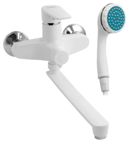 BRIMIX - Смеситель в ванную, длинный излив, шаровый, из высокопрочного пластика АБС, БЕЛЫЙ 556 - артикул K0000231329