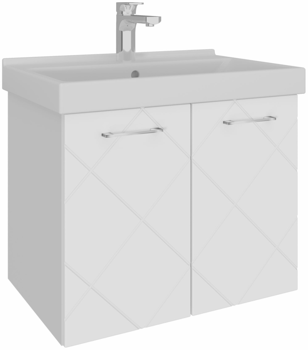 Тумба навесная  с раковиной AVK ТН 2Двери Астра 50, 50x47x40 см, молочный глянец белый снег Como 50 - артикул K0000228781