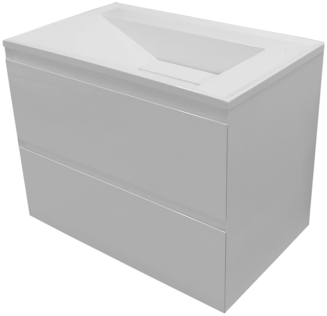 Комплект тумбы навес. Quadro 800 белый 2 ящика с умыв. "Квадро 80" 800х500 - артикул K0000232122