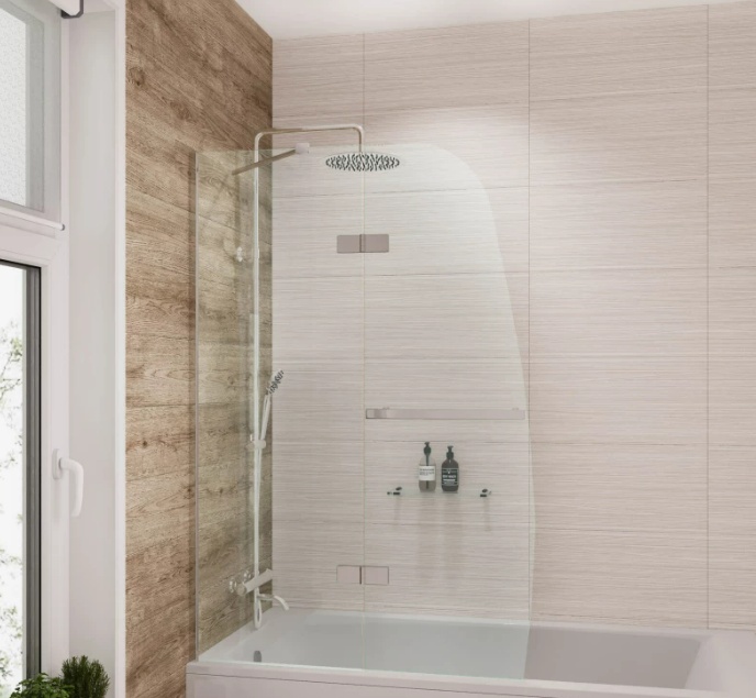 Шторка для ванны Grossman GR-102 (150*90) алюминиевый профиль, стекло ПРОЗРАЧНОЕ 6мм 1 место - артикул K0000106842