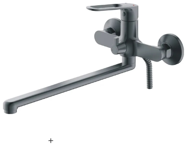 Смеситель ЭВЕРЕСТ для ванны с плоским длинным изливом B22-15319 крепление , Брезентово-серый (10шт) - артикул K0000103319