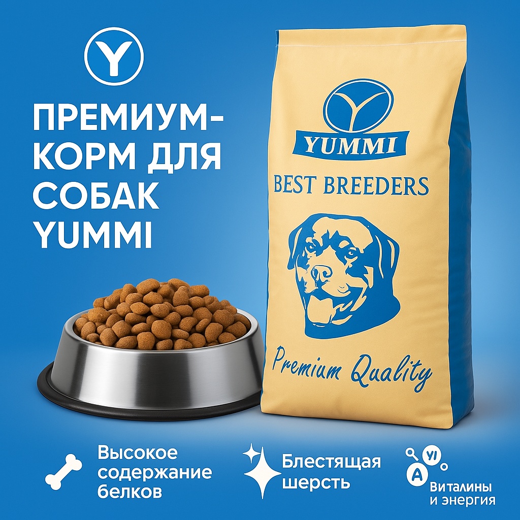сухой корм для собак YUMMI Premium quality мясное ассорти 20 кг 2025 - артикул K0000271183