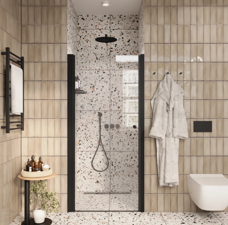 DE70B PARLY(70x185)дверь для душа, прозрачное стекло 5мм, черный профиль - артикул K0000264406