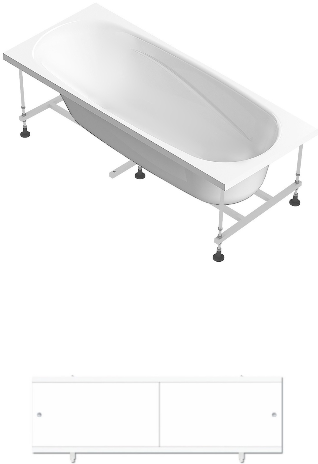 Ванна Domani-Spa Standard 1500*700*410 (С ОПОРОЙ и экраном Кварт) - артикул K0000053655