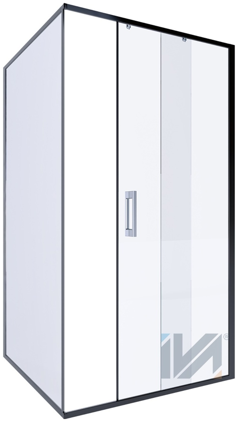 Душевое ограждение IVA E6SB118C 1100×800×2000 открывание дверей раздвижное (без поддона), стекло прозрачное, толщина стекла 6 мм, черный профиль - артикул K0000235050