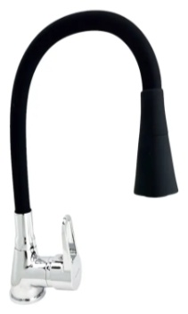 Кухонный смеситель с гибким черным изливом на гайке, чёрный  R0693НF-2 - артикул K0000234705