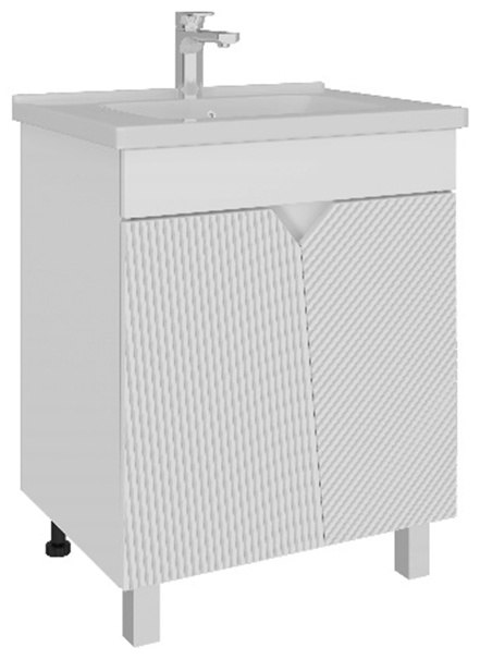 Комплект Тумба напольная 2 Двери Аида 600 белый снег + раковина Nova 600 - артикул K0000318393