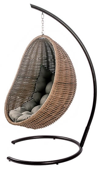 Двойное кресло-кокон DeckWOOD (Коричневый, каркас черный)  12мм лоза(без подушки) - артикул K0000318989