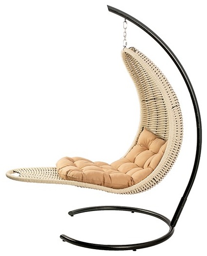 Кресло - шезлонг плетеный DeckWOOD (белый , каркас черный)  12мм лоза(без подушки) - артикул K0000319008