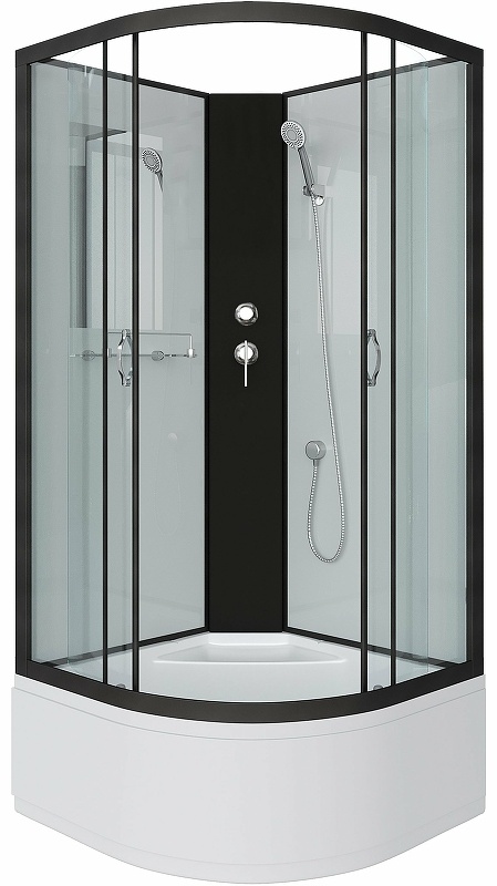 Душ.каб. NG-6709-14BK (1000х1000х2000) высокий поддон(45см) стекло ПРОЗРАЧНОЕ черные профиля 4 мест - артикул K0000196017