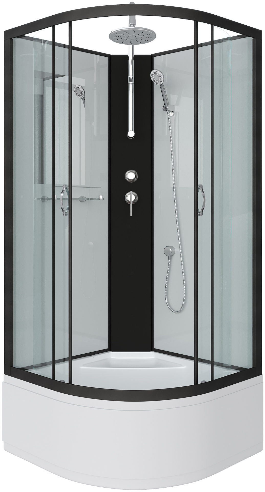 Душ.каб. NG-6709-14BKT (1000х1000х2100)высокий поддон(45см) стекло ПРОЗРАЧНОЕ черные профиля 4 мест - артикул K0000196019