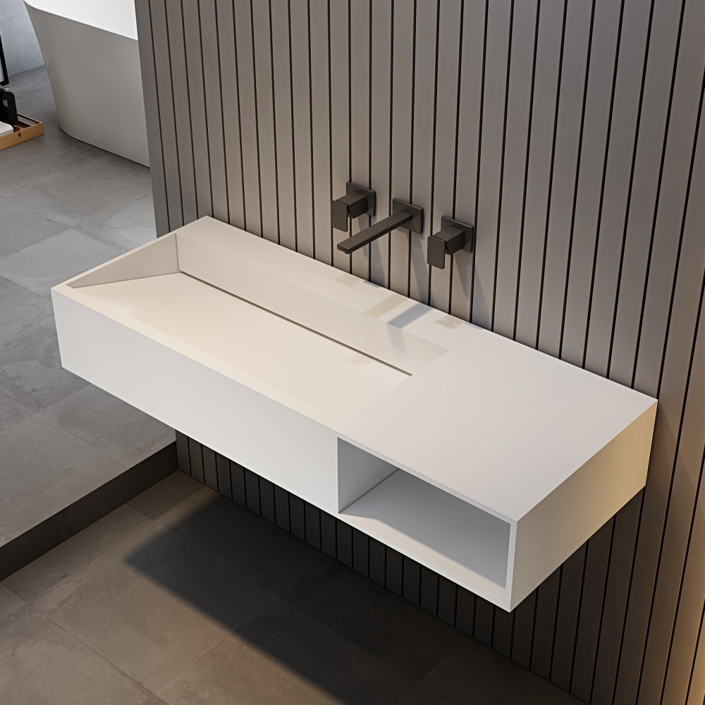 Тумба с раковиной ABBER Stein AS2640-1.2 R подвесная, белая матовая - артикул K0000321295