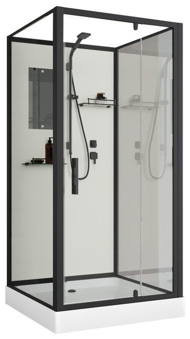 Душевая кабина Niagara Standart ST100/15Q/BL/BK (100х100х200) квадрат,поддон 15см,распашная,проф.черный,без крыши,3 места - артикул K0000321859