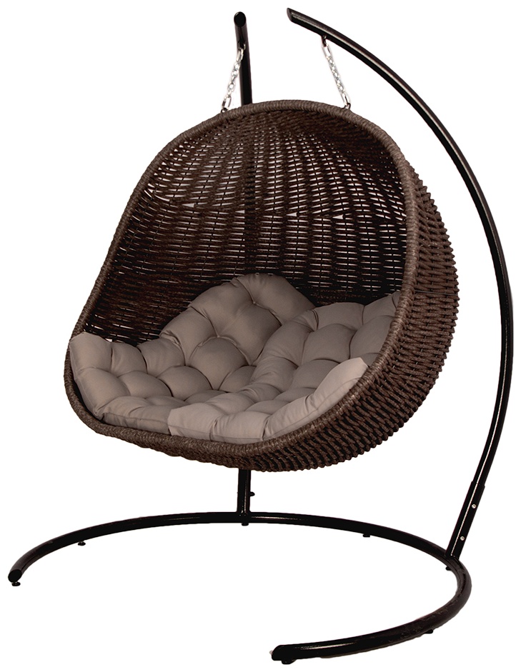 Двойное кресло-кокон Винтаж DeckWOOD (коричневый , каркас черный)  12мм лоза(без подушки) - артикул K0000318988