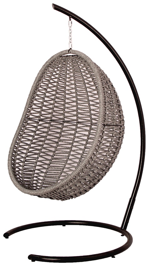 Кокон плетеный DeckWOOD (серый, каркас черный)  12мм лоза(без подушки) - артикул K0000319043