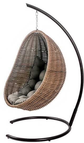 Кокон плетеный DeckWOOD (коричневый, каркас черный)  12мм лоза(без подушки) - артикул K0000319044