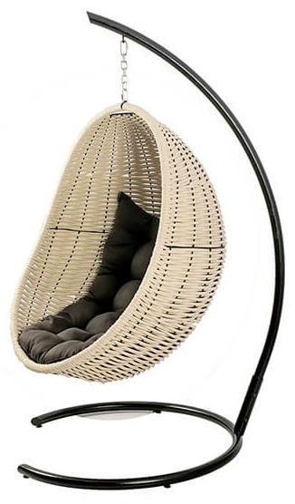 Кокон плетеный DeckWOOD (белый, каркас черный) 12мм лоза(без подушки) - артикул K0000319045