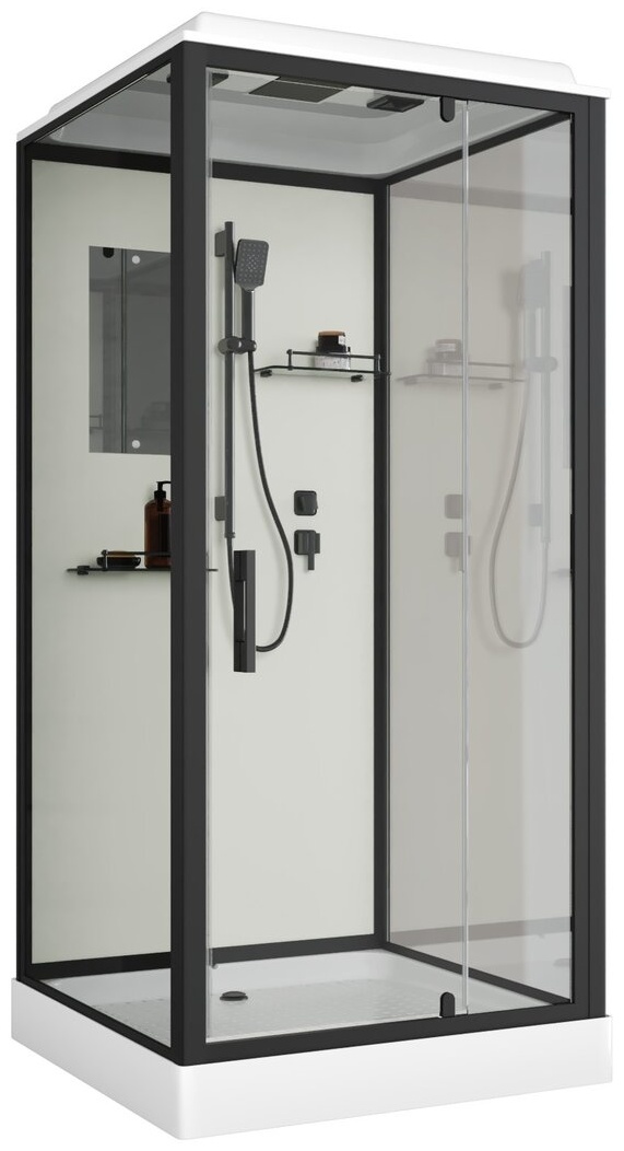 Душевая кабина Niagara Standart ST80/15Q/BL (80х80х215) квадрат,поддон 15см,распашная,проф.черный,3 места - артикул K0000321854