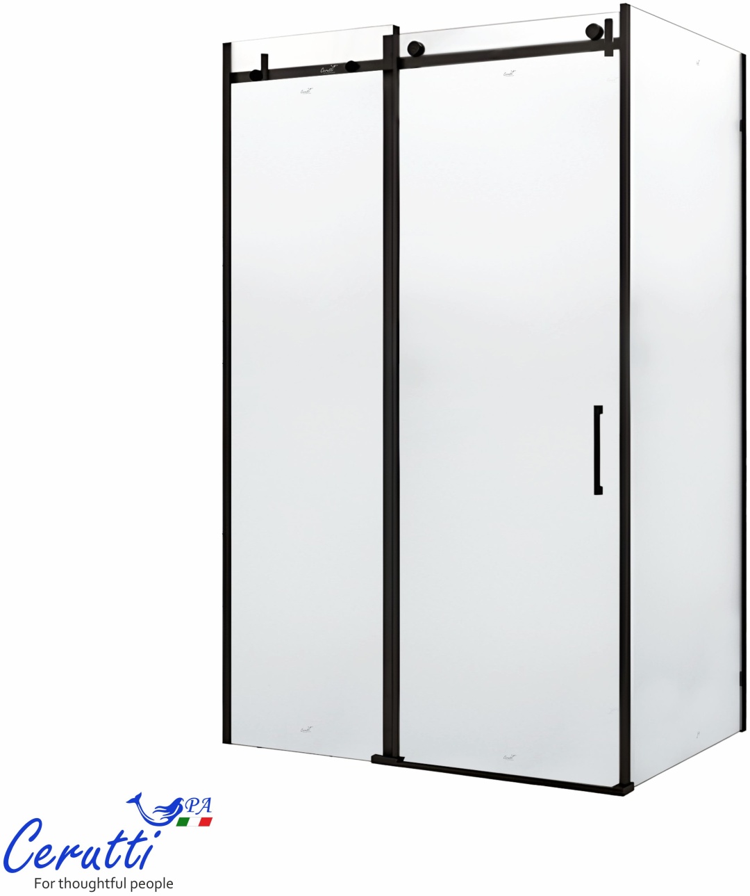 CEZA’S120BF L (120x90x195) душевое ограждение, матовое стекло, черный профиль, БЕЗ ПОДДОНА Ceruttispa - артикул K0000327504