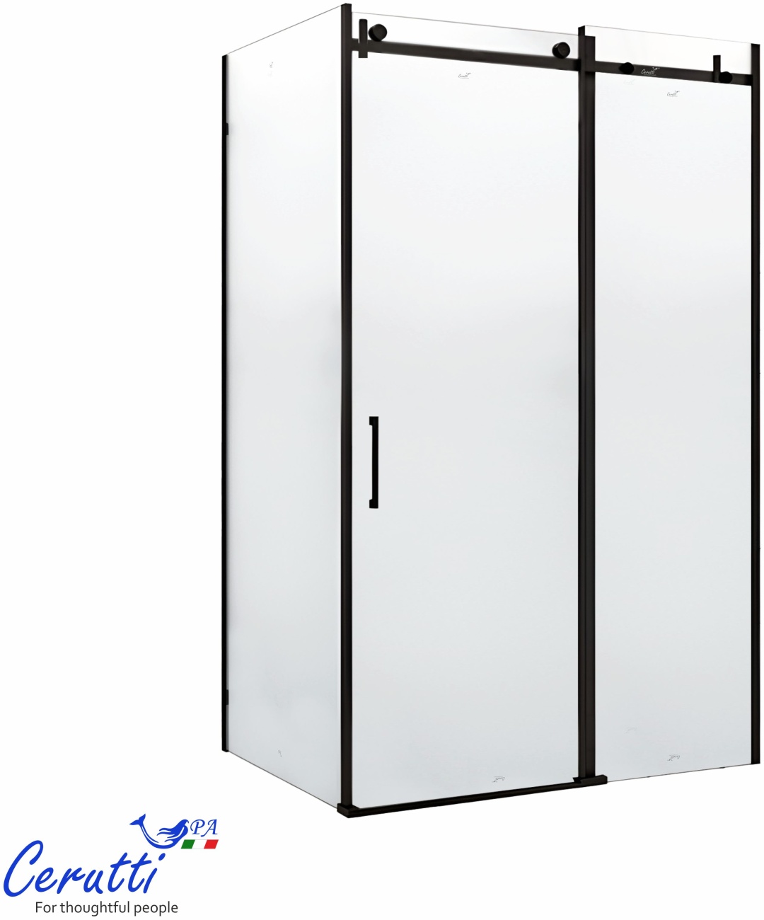 CEZA’S120BF R (120x90x195) душевое ограждение, матовое стекло, черный профиль, БЕЗ ПОДДОНА Ceruttispa - артикул K0000327505