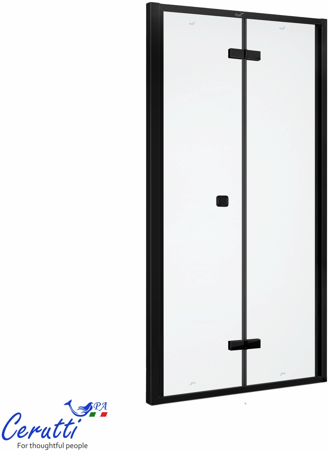 BELLA D91BF (90x195) дверь ДЛЯ ДУША складная из 2х частей, черный профиль, матовое стекло Ceruttispa - артикул K0000327494