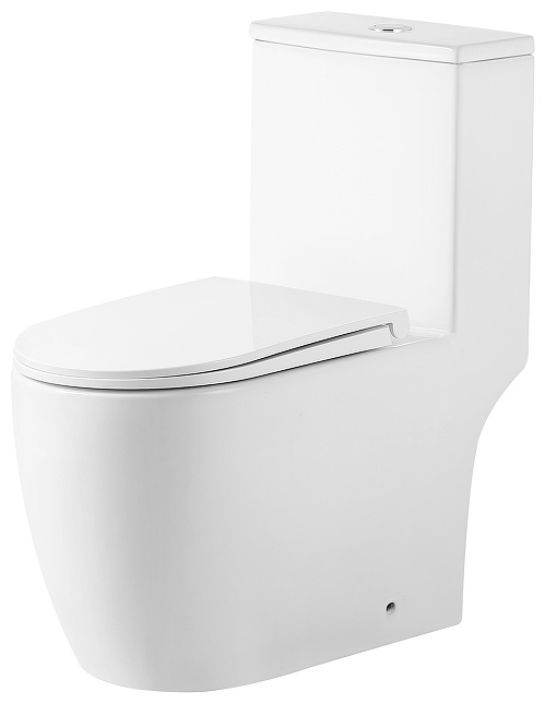 Унитаз напольный Grossman Classic GR-4484SQ (700х385х745) безободковый,белый,моноблок с тонкой крышкой,микролифт,смыв торнадо,2 места - артикул K0000237443