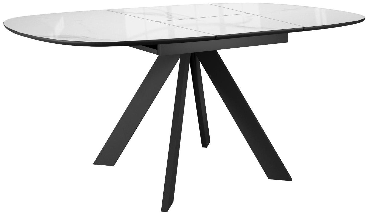 Стол DikLine BK100 Керамика Carrara Gloss (мрамор глянец белый)/подстолье черное/опоры черные - артикул K0000325654