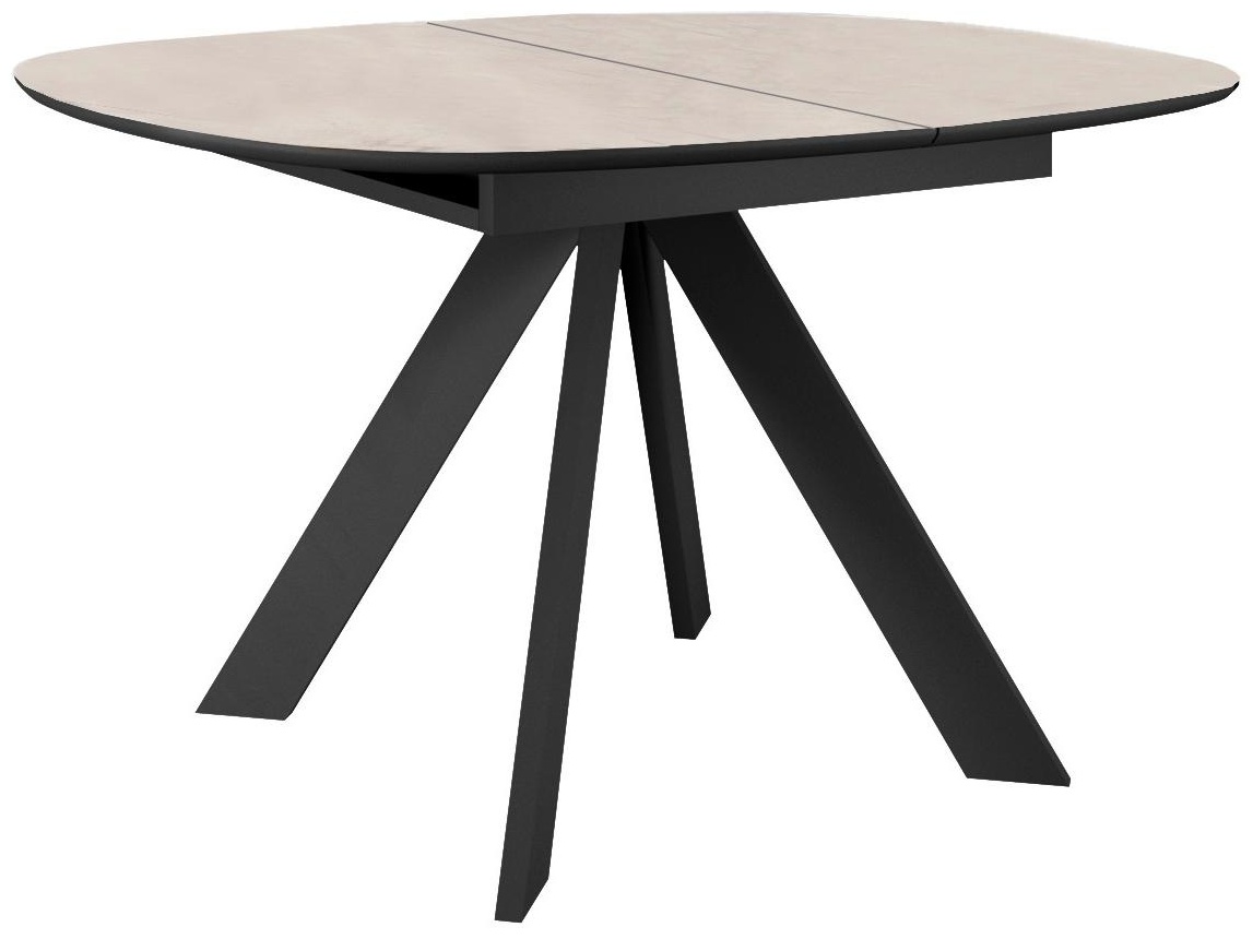 Стол DikLine BK100 Керамика Krater Perla (бежевый матовый)/подстолье черное/опоры черные - артикул K0000325655