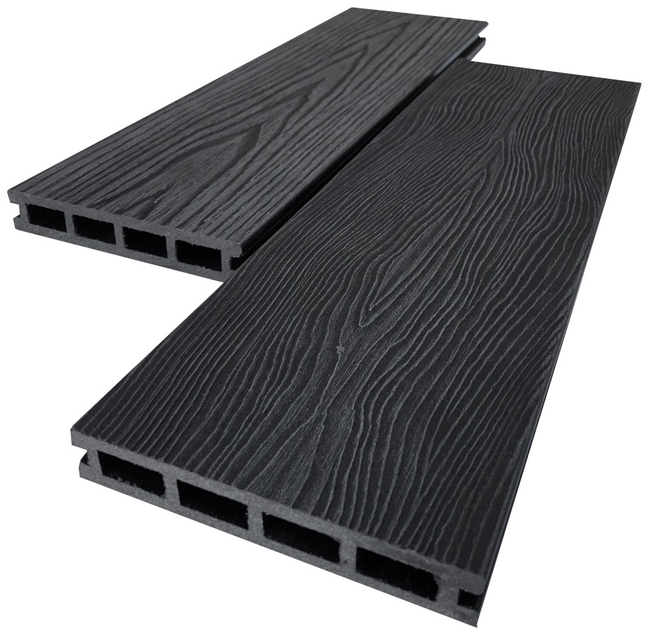 Террасная доска  AIWOOD 140*22*3000  Антрацит  брашинг 3D-3D двусторонняя м.п - артикул K0000319322