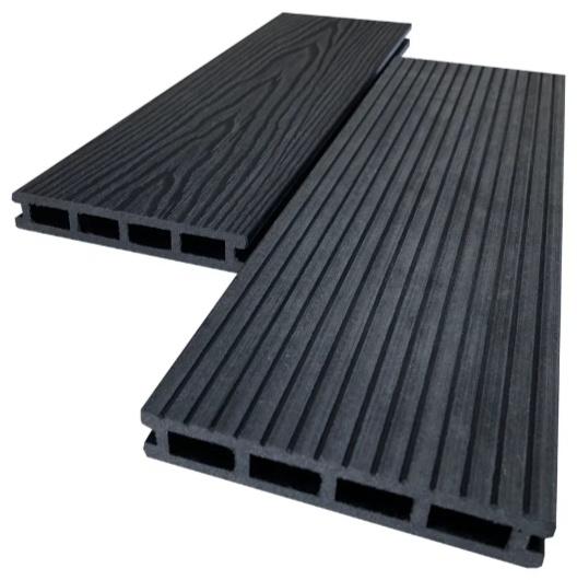 Террасная доска  AIWOOD 140*22*4000  Антрацит  брашинг 3D-3D двусторонняя м.п - артикул K0000319323