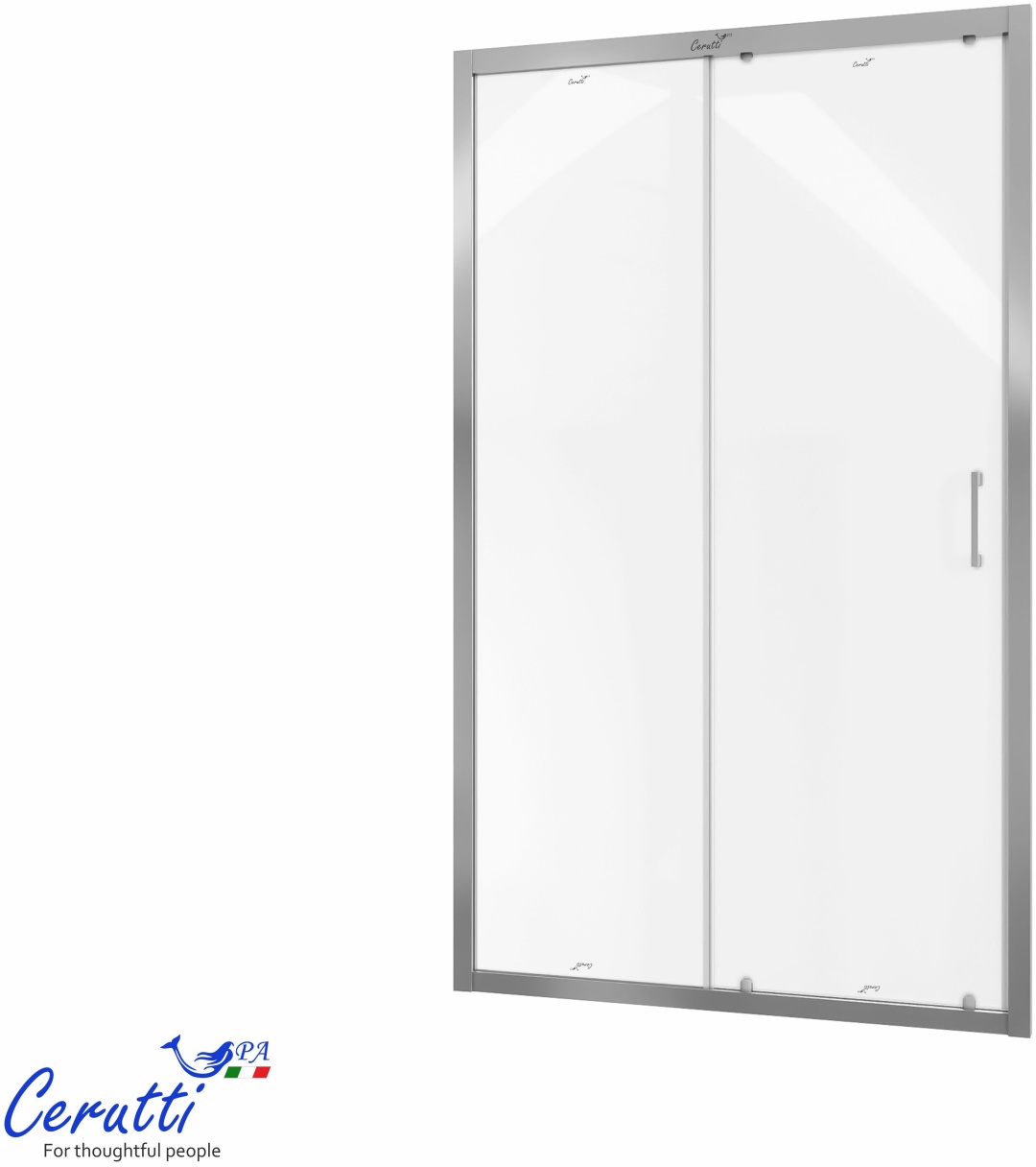 GLORIA D120F (120x195) дверь ДЛЯ ДУША, стекло матовое, алюм. полир.проф. БЕЗ ПОДДОНА! Ceruttispa - артикул K0000327495