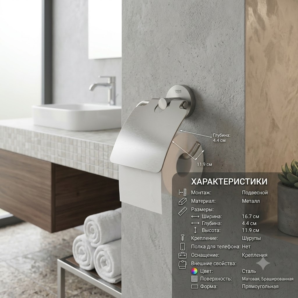 Start Держатель для туалетной бумаги с крышкой, цвет СуперCталь - артикул K0000343541
