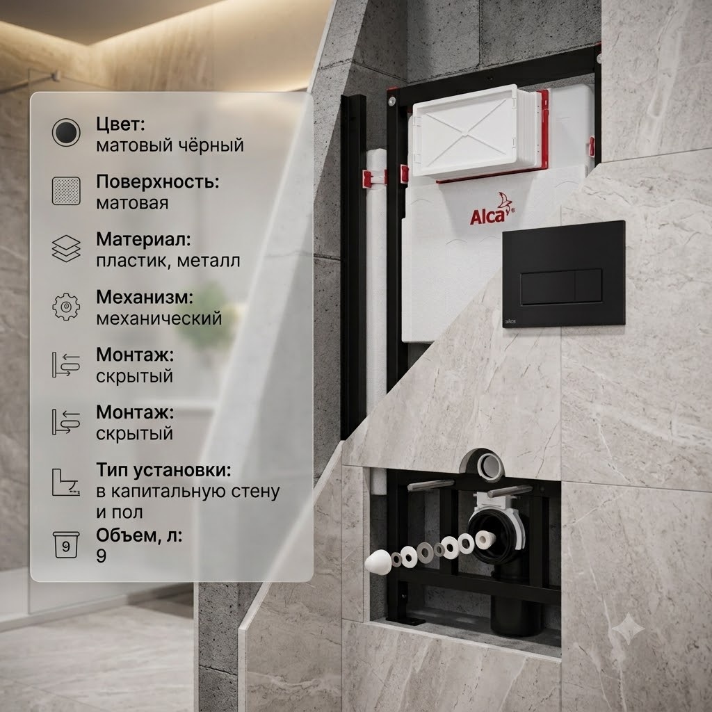 Комплект AlcaPlast SET 4 в 1: инсталляция, звукоизоляция, крепления, клавиша M578 - артикул K0000342996