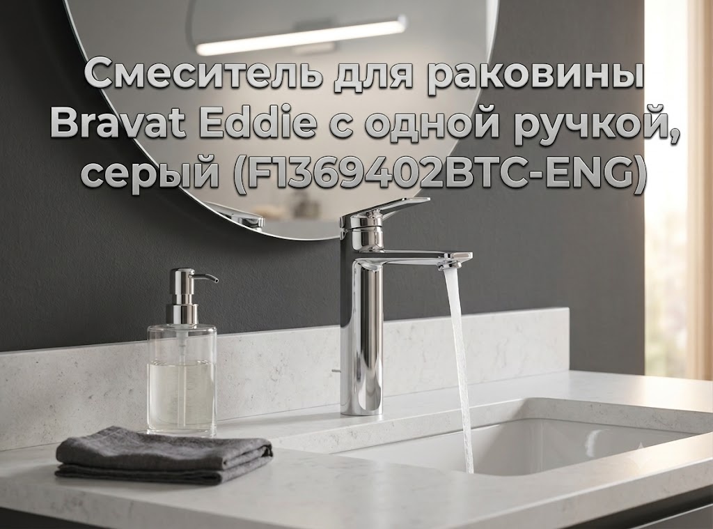 Смеситель для раковины Bravat Eddie с одной ручкой, серый (F1369402BTC-ENG) - артикул K0000343412