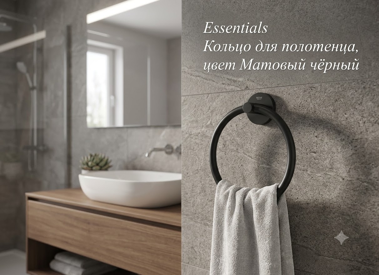 Essentials Кольцо для полотенца, цвет Матовый чёрный - артикул K0000343512