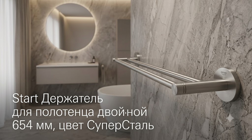 Start Держатель для полотенца двойной 654 мм, цвет СуперCталь - артикул K0000343539