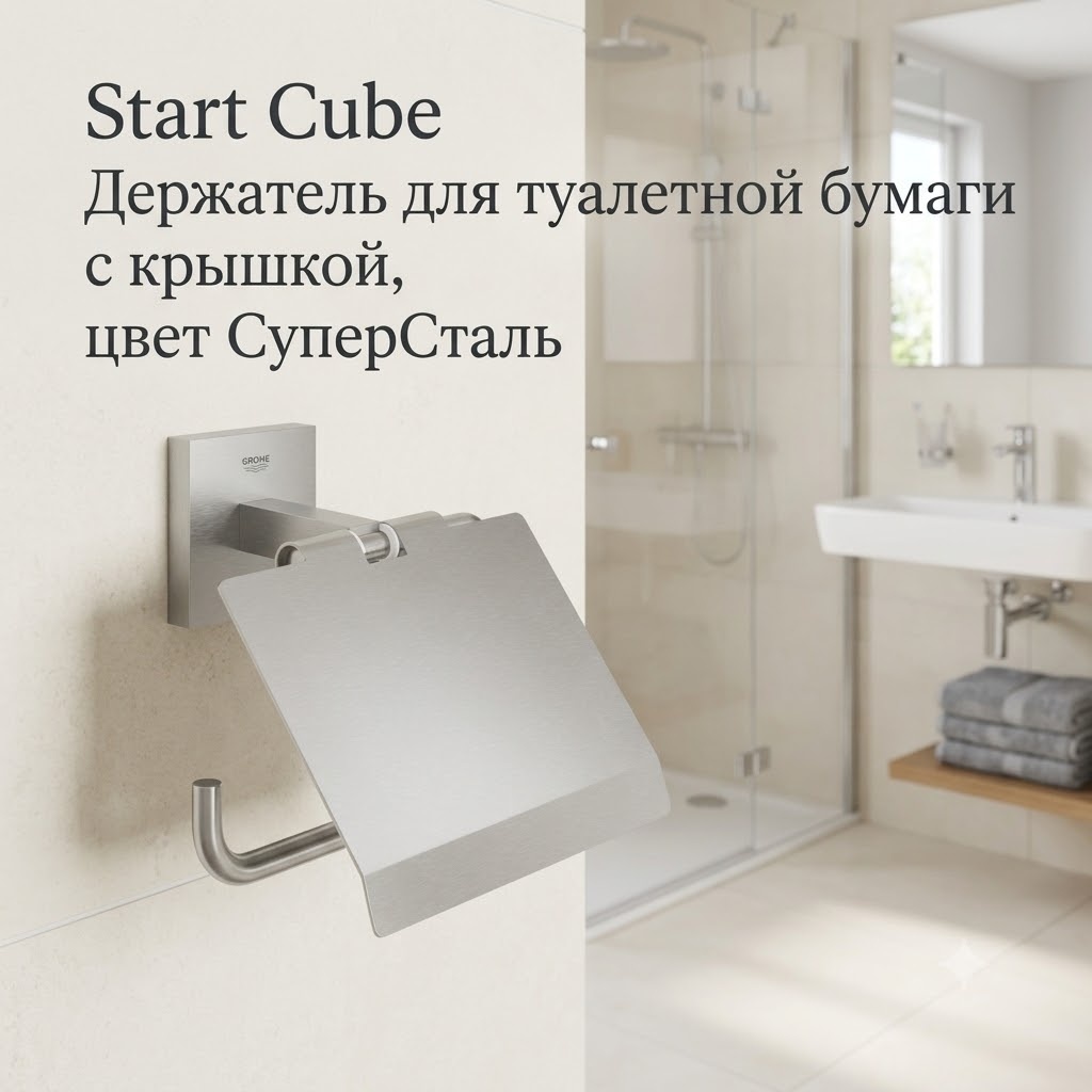 Start Cube Держатель для туалетной бумаги с крышкой, цвет СуперCталь - артикул K0000343551