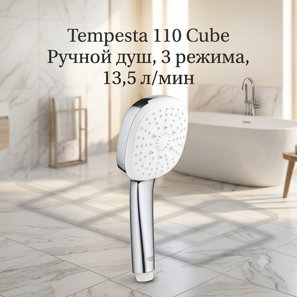 Tempesta 110 Cube Ручной душ, 3 режима, 13,5 л/мин - артикул K0000343586