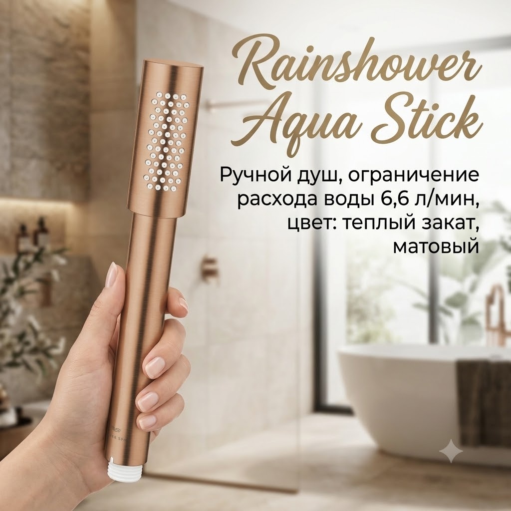 Rainshower Aqua Stick Ручной душ, ограничение расхода воды 6,6 л/мин, цвет: теплый закат, матовый - артикул K0000343589